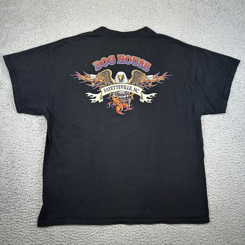 Vintage Dog House Fayetteville, NC Eagle Motorcycle Biker Graphic T-Shirt - XL
